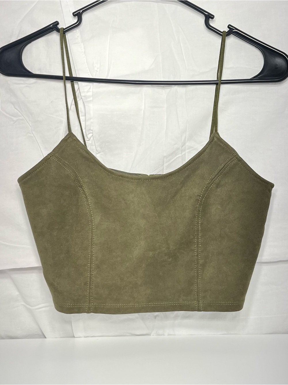 Small Dazz green cropped top spaghetti straps with buttoned back